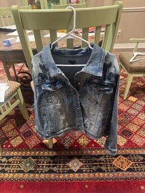 Coco + Carmen Light Blue Embroidered Denim Jacket